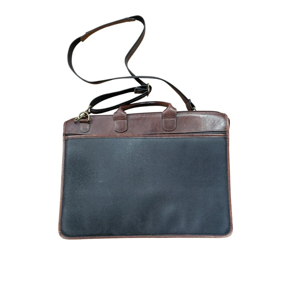 Jack Georges Leather Briefcase‎ Black Brown Strap